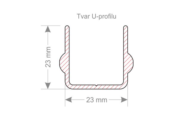 Štartovací U profil bez polystyrénu - SU-23